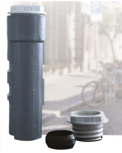 Grauguss-Bodenhülse mit Spannmutter für Rohre Ø 48 mm