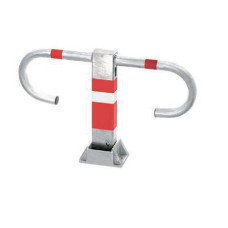 Parking barrier, foldable, with fire brigade lock DIN 3222, for bolting, hot-dip galvanized