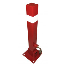Parking lot barrier, above-ground parking bollard approx. 600mm, collision-proof, reversible, with profile cylinder lock, with base plate for dowelling 