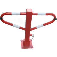 Parking lot barrier 630 mm wide, above ground 600 mm, foldable, with lock cylinder, powder coating for dowelling 