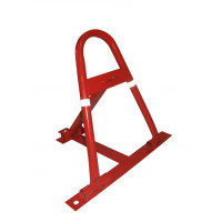 Foldable parking barrier Ø 27 mm, height approx. 450 mm, width approx. 450 mm, with lock, for dowelling, powder coating, with white reflective strips including fastening materia