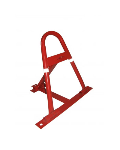 Foldable parking barrier Ø 27 mm, height approx. 450 mm, width approx. 450 mm, with lock, for dowelling, powder coating, with white reflective strips including fastening materia