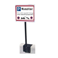 Parking space reservation for visitors only, attached to the curb, made of stainless steel, post length 1000 mm with base plate for dowelling 