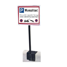 Parking space reservation for visitors only, attached to the curb, made of stainless steel, post length 1000 mm with base plate for dowelling 