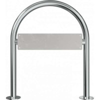 Round hoops for parking lot signage Ø 38 mm, height approx. 900 mm, width approx. 600 mm, made of stainless steel with base plate for dowelling 