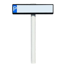 Parking sign with individual lettering and post for encasing in concrete