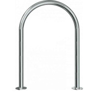 Protective bar Ø 38 mm made of stainless steel, above ground approx. 900 mm, width approx. 600 mm with base plate for dowelling 