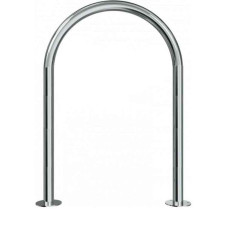 Protective bar Ø 38 mm made of stainless steel, above ground approx. 900 mm, width approx. 600 mm with base plate for dowelling 