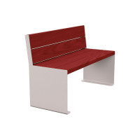 Procity Bench Kube. With Backrest Steel & Wood Without Armrests: Seat Made of Tropical Wood (Mahogany), Frame Made of Steel (Silk Grey).