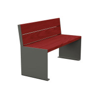 Procity Bench KUBE with Backrest Steel & Wood without Armrests: Seat made of Tropical Wood (Mahogany), Frame made of Steel (Procity Grey).