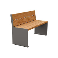 Procity Sitzbank KUBE. With Backrest Steel & Wood Without Armrests: Seat Surface Made of Tropenholz (Light Oak), Frame Made of Steel (Procity Gray).