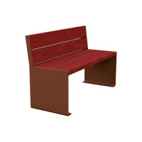 Procity Sitzbank Kube. With Backrest Steel & Wood without Armrests: Seat made of Tropical Wood (Mahogany), Frame made of Steel (Corten Effect Rust).