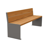 Procity Sitzbank KUBE. With Backrest Steel & Wood Without Armrests: Seat Surface Made of Tropenholz (Light Oak), Frame Made of Steel (Procity Gray).