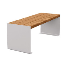PROCITY Sitzbank KUBE. Stahl & Holz ohne Rückenlehne: Sitzfläche aus Tropenholz (helle Eiche), Gestell aus Stahl (Seidengrau).