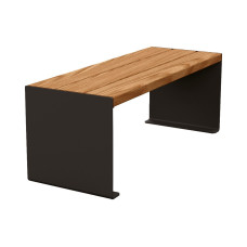 Procity Sitzbank Kube. Stahl & Holz ohne Rückenlehne: Sitzfläche aus Tropenholz (helle Eiche), Gestell aus Stahl (Tiefschwarz).