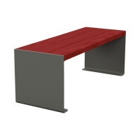 Procity Sitbank Kube. Steel & Wood Without Backrest: Seat surface made of tropical wood (Mahogany), frame made of steel (Procity Grey).