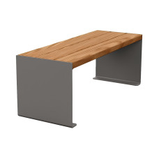 PROCITY Sitzbank KUBE. Stahl & Holz ohne Rückenlehne: Sitzfläche aus Tropenholz (helle Eiche), Gestell aus Stahl (Procity Grau).