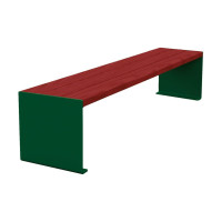 Procity Bench Kube. Steel & Wood without Backrest: Mahogany Seat, Steel Frame (Moss Green).