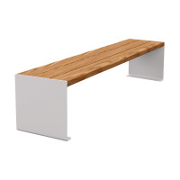 Procity Sitzbank KUBE. Stahl & Holz Ohne Rückenlehne: Sitzfläche aus Tropenholz (Helle Eiche), Gestell aus Stahl (Seidengrau).