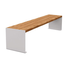 PROCITY Sitzbank KUBE. Stahl & Holz ohne Rückenlehne: Sitzfläche aus Tropenholz (helle Eiche), Gestell aus Stahl (Seidengrau).