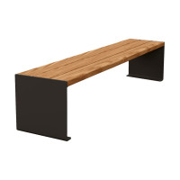Procity Bench Kube. Steel & Wood without Backrest: Seating made of tropical wood (Light Oak), Frame made of steel (Deep Black).