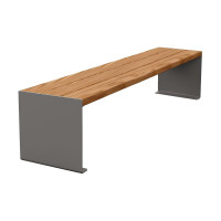 Procity Bench KUBE. Steel & Wood Without Backrest: Seat made of tropical wood (light oak), frame made of steel (Procity Gray).