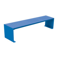 PROCITY bench KUBE without backrest: Seat surface made of galvanized steel (Gentian Blue), frame made of steel (Gentian Blue).