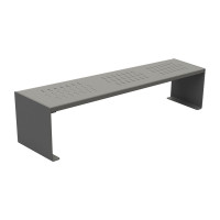 Procity bench KUBE without backrest: seat made of galvanized steel (Procity Gray), frame made of steel (Procity Gray).