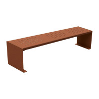 PROCITY KUBE BENCH WITHOUT BACKREST: Seat surface made of galvanized steel (colored), Frame made of steel (Rust Corten effect)