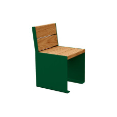 PROCITY STUHL KUBE. MIT RÜCKENLEHNE - STAHL & HOLZ: Sitzfläche aus Tropenholz (helle Eiche), Gestel aus Stahl (Moosgrün)