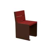 procity chair KUBE with backrest - steel & wood: seat made of tropical wood (mahogany), frame made of steel (chocolate brown).