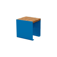 Procity Cube Steel & Wood Bench without Backrest: Seat made of tropical wood (light oak), frame made of steel (gentian blue).