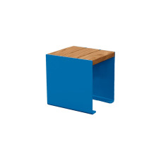 Procity Cube Steel & Wood Bench without Backrest: Seat made of tropical wood (light oak), frame made of steel (gentian blue).