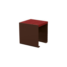 PROCITY KUBE Bench. STEEL & WOOD WITHOUT BACKREST: seat made of tropical wood (Mahogany), frame made of steel (Chocolate Brown).