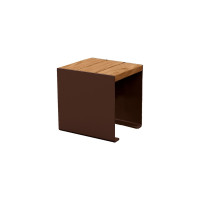PROcity Wooden Cube Bench. Steel & Wood without Backrest: Seat made of tropical wood (light oak), frame made of steel (chocolate brown).