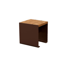 PROcity Wooden Cube Bench. Steel & Wood without Backrest: Seat made of tropical wood (light oak), frame made of steel (chocolate brown).