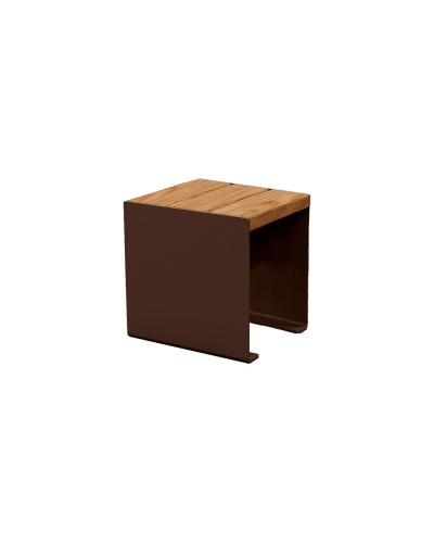 Buy PROCITY SITZBANK KUBE. STAHL & HOLZ OHNE RÜCKENLEHNE: Seat made of tropical wood (Mahogany), frame made of steel (Pure white) - Shop Online