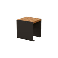 PROCITY SITZBANK KUBE. STAHL & HOLZ OHNE RÜCKENLEHNE: Sitzfläche aus Tropenholz (helle Eiche), Gestel aus Stahl (Tiefschwarz)