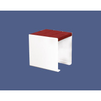 PROCITY Bench KUBE. Steel & Wood Without Backrest: Mahogany seat, White steel frame.