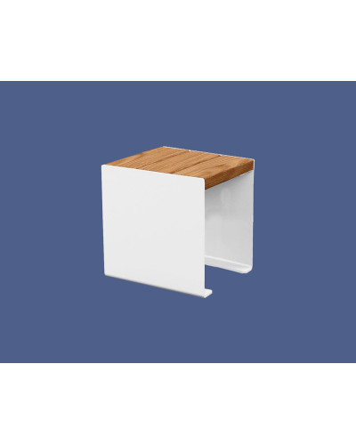 Buy PROCITY SITZBANK KUBE. STAHL & HOLZ OHNE RÜCKENLEHNE: Seat made of tropical wood (Mahogany), frame made of steel (Pure white) - Shop Online