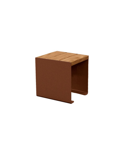 Buy PROCITY SITZBANK KUBE. STAHL & HOLZ OHNE RÜCKENLEHNE: Seat made of tropical wood (Mahogany), frame made of steel (Pure white) - Shop Online