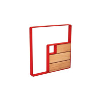 Fahrradbügel KUBE, 1 Fahrrad, PROCITY: Metall und Holz - Verkehrsrot / Material: helle Eiche, mit Ankerstangen