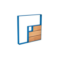 Bicycle rack KUBE, 1 bicycle, PROCITY: Metal and wood - Gentian blue / Material: light oak, with anchor rods.