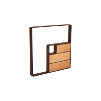 Bike rack KUBE, 1 bike, METAL AND WOOD - chocolate brown / Material: light oak, with anchor bars.