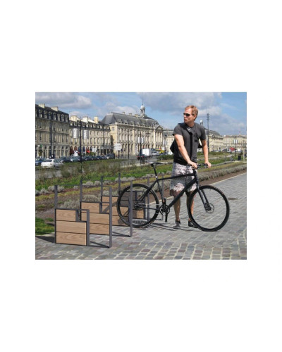 Buy Bicycle Rack KUBE, 1 Bike, PROCITY: Metal and Wood - Pure White / Material: Mahogany, with anchor rods - Shop online