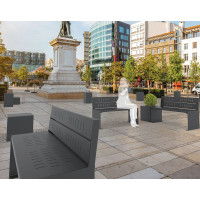 PROCITY KUBE BENCH WITH BACKREST: Seat made of galvanized steel (colorful), frame made of steel (rust Corten effect).