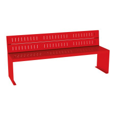 Procity bench kube with backrest: Seat surface made of galvanized steel (traffic red), frame made of steel (traffic red).