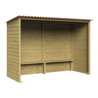 Procity Wartehalle Turin aus Holz, L 3000 mm.