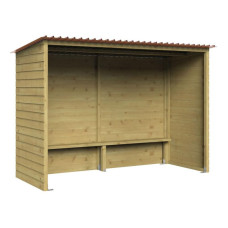 Procity Wartehalle Turin aus Holz, L 3000 mm.