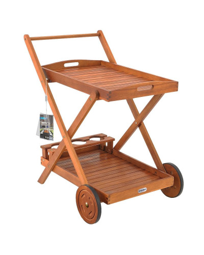 Servierwagen Akazie mit Rollen aus Massivholz